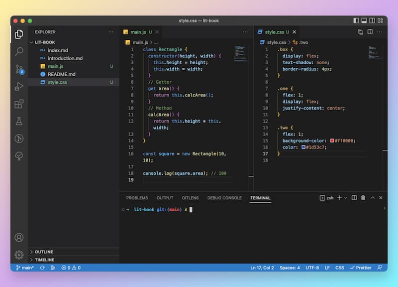 Screenshot with Visual Studio Code